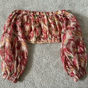 Tropical Floral Off the Shoulder Crop Top